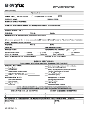 Supplier Information Form