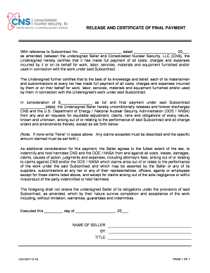 Release and Certificate of Final Payment