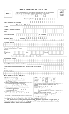 Application for Arms License