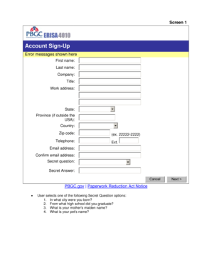 ERISA 4010 Account Sign-Up Form