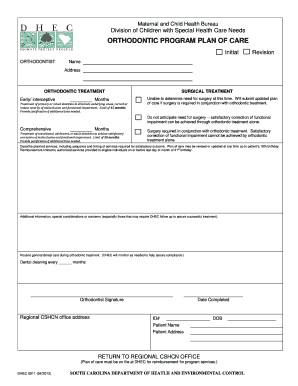 Orthodontic Program Plan of Care