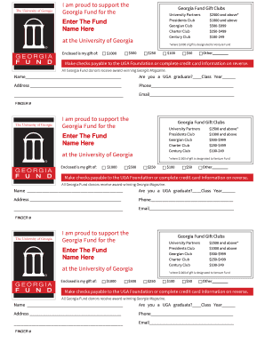 Georgia Fund Gift Clubs Donation Form