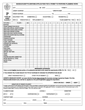 Massachusetts Plumbing Work Permit Application