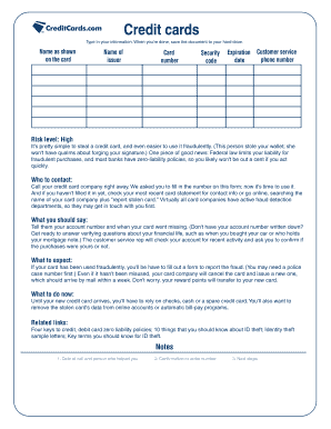 Credit Card Fraud Report Form