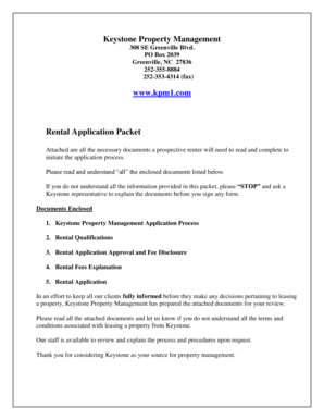Keystone Property Management Rental Application Packet