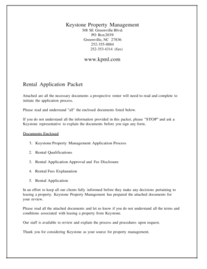 Keystone Property Management Rental Application Packet