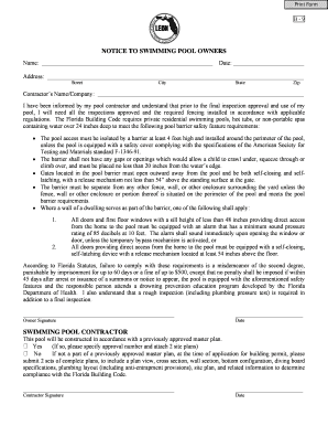 Florida Swimming Pool Safety Notice