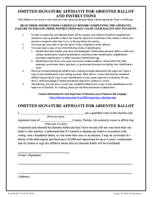 Omitted Signature Affidavit for Absentee Ballot