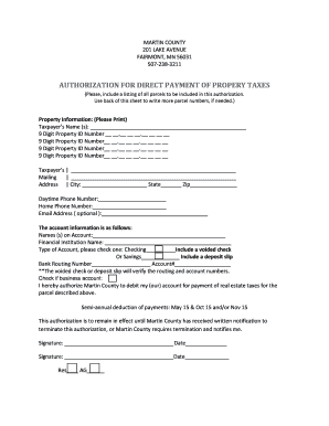 Martin County Property Tax Direct Debit Authorization