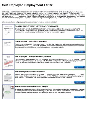 Self Employed Employment Letter