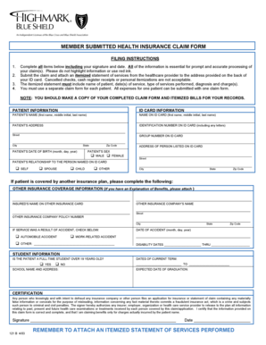 Member Submitted Health Insurance Claim Form