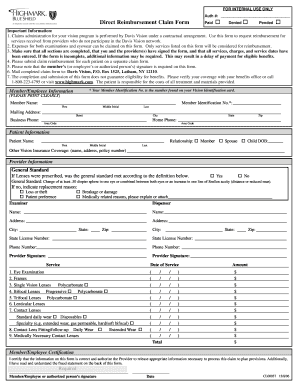 Davis Vision Direct Reimbursement Claim Form