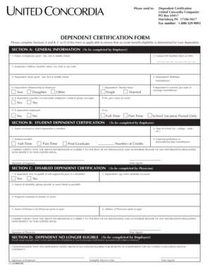 Dependent Certification Form