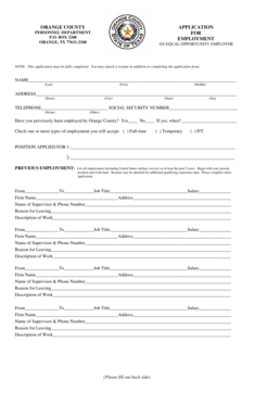 Orange County Employment Application