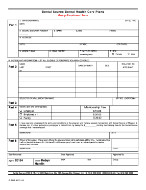 Dental Source Group Enrollment Form