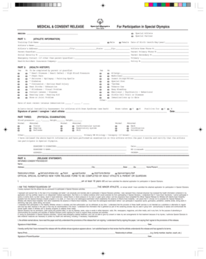 Special Olympics Medical Consent Release Form