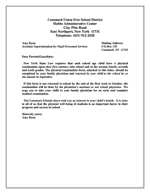 New York Student Physical Exam Form