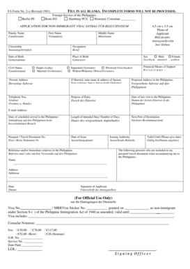 Philippines Non-Immigrant Visa Application