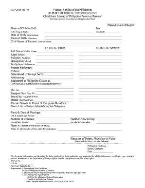 Philippine Report of Birth for Children Born Abroad