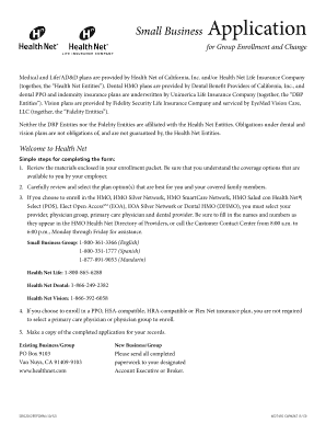 Health Net Small Business Group Enrollment Form