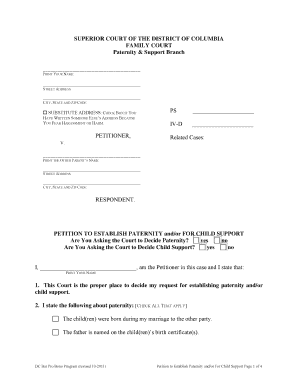 Petition to Establish Paternity and/or Child Support