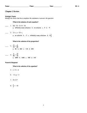Chapter 2 Review Math Test