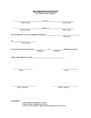 No Objection Certificate for Minors