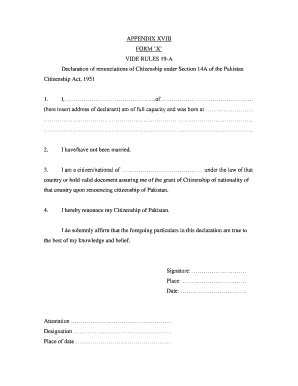 Pakistan Citizenship Renunciation Form
