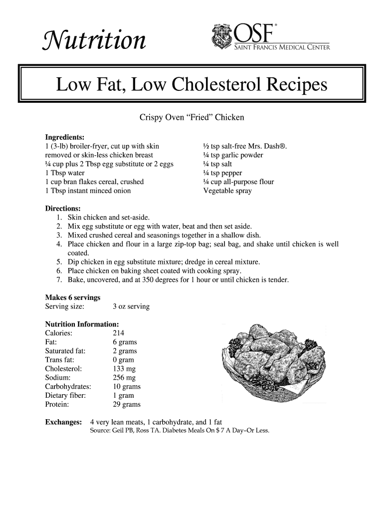 Fillable Online library osfhealthcare Low Fat Low Chol Recipes OSF
