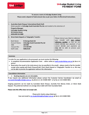 UniLodge Student Living Payment Form