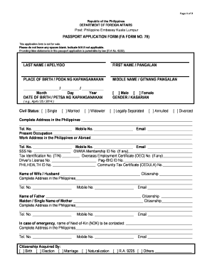 Philippines Passport Application Form