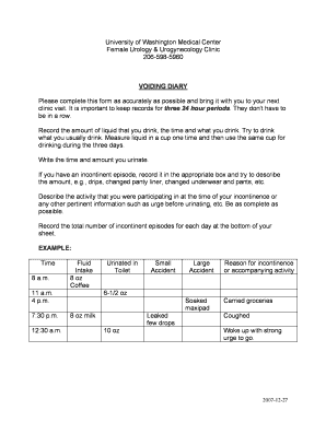 Voiding Diary Form