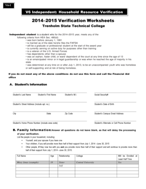 V6 Independent Household Resource Verification