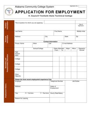 Alabama Community College System Employment Application