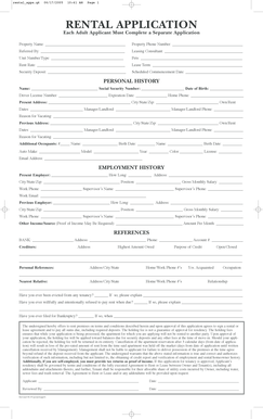 Rental Application Form