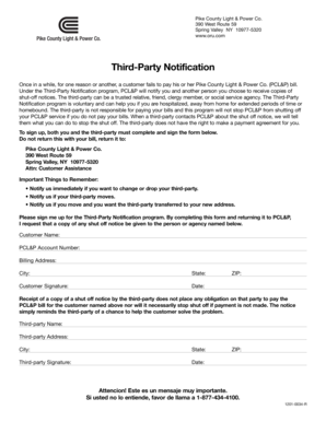 Pike County Light & Power Third-Party Notification Form