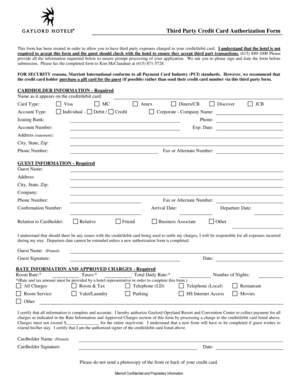 Third Party Credit Card Authorization Form