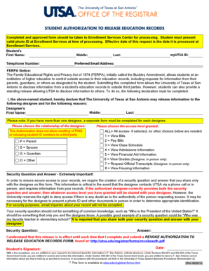 Student Authorization to Release Education Records