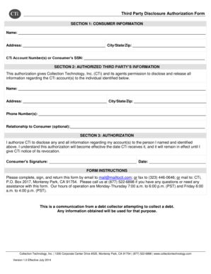 Third Party Disclosure Authorization Form