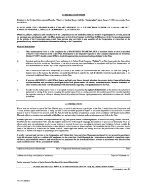 Cardinal Energy Dividend Reinvestment Authorization Form