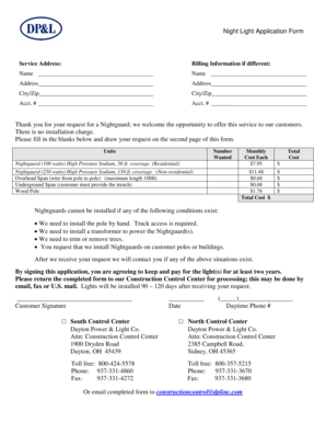 Night Light Application Form