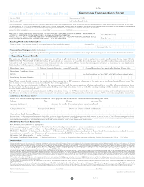 Franklin Templeton Mutual Fund Common Transaction Form