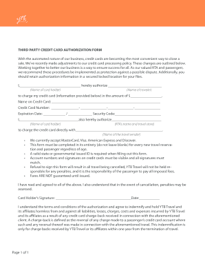 Cc authorization form hotel - THIRD PARTY CREDIT CARD AUTHORIZATION FORM With ... - YTB