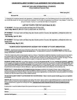CSUSB Installment Payment Plan Agreement
