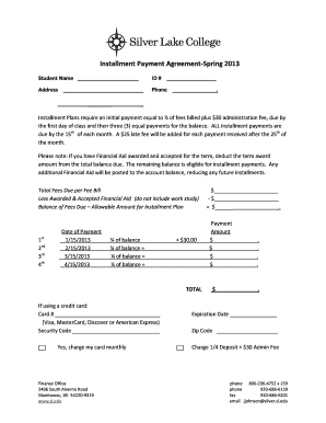 Installment Payment Agreement 4 months - Silver Lake College