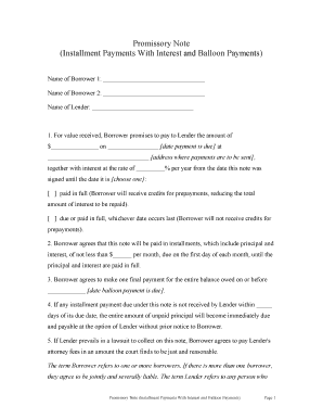 Promissory Note with Installment and Balloon Payments