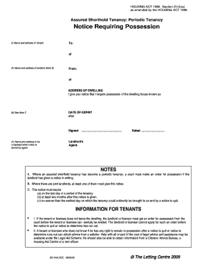 UK Assured Shorthold Tenancy Notice