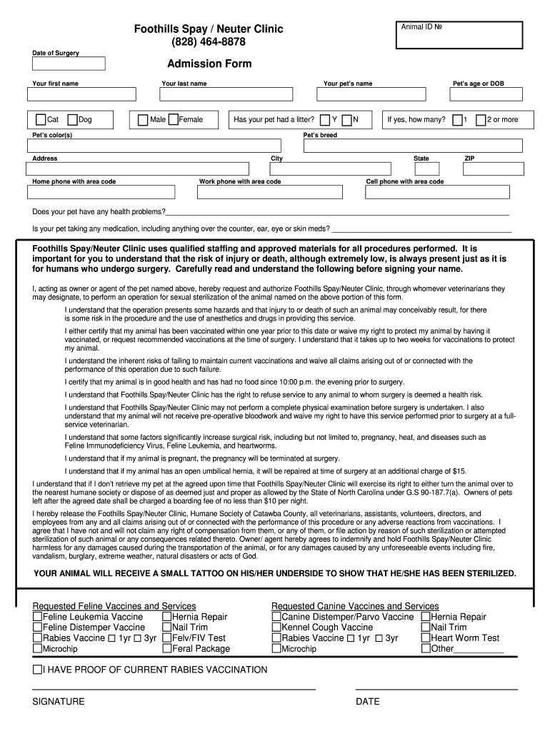 foothills spay and neuter clinic Preview on Page 1