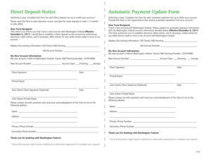 Direct Deposit Notice Automatic Payment Update Form