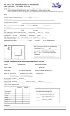 Sanitary Sewer or Water Permit Pre-Application